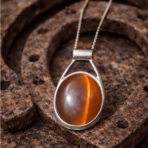 Elegant Silver and Orange Pendant Necklace